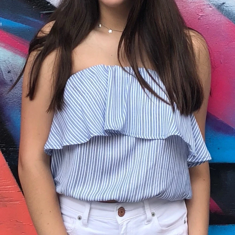 Surf Gypsy Strapless Ruffle Top - Picture 1 of 4